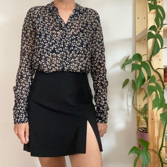 Ganni Newman Georgette dark blue floral patterned blouse - Picture 2 of 5